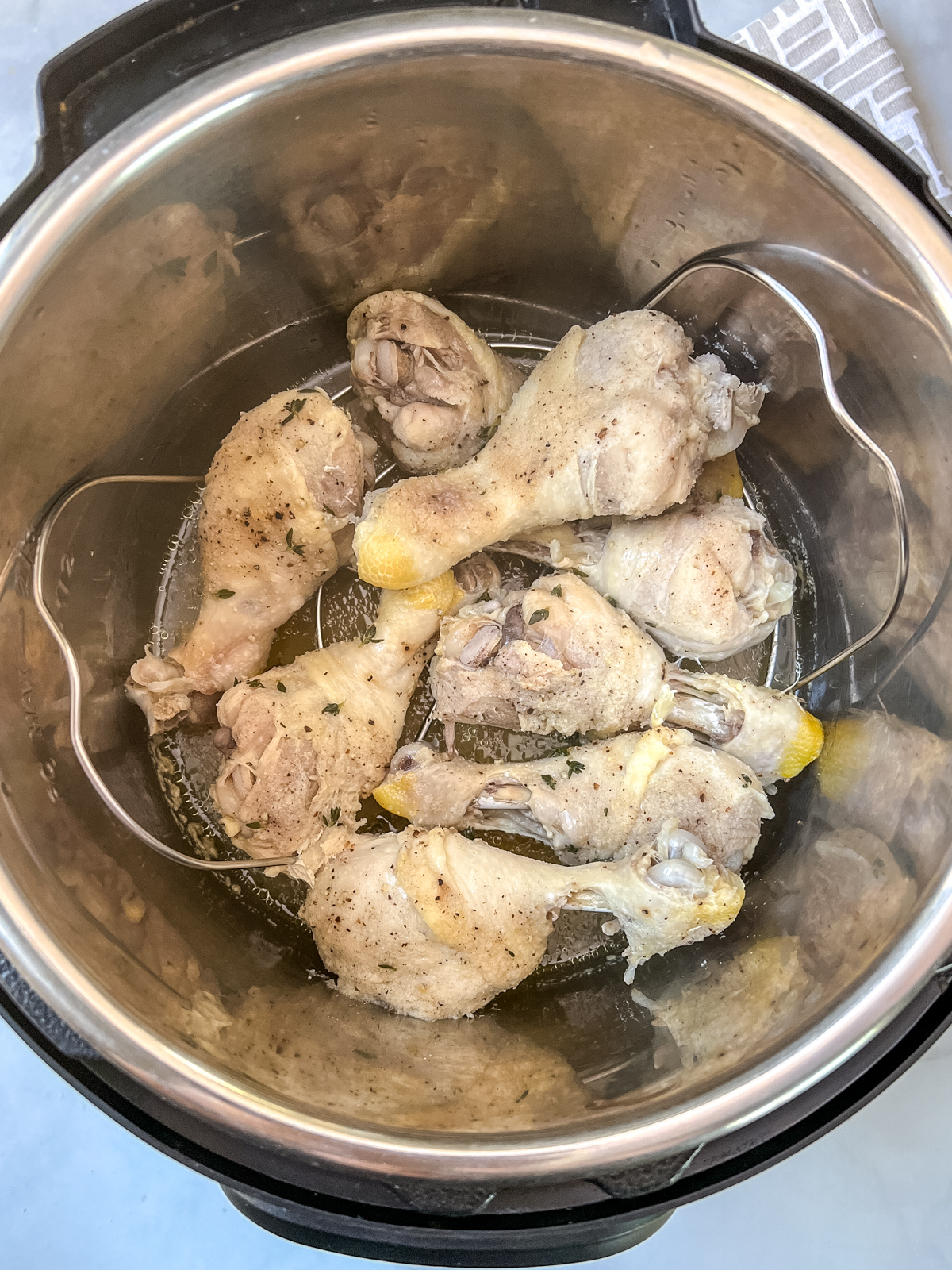 cooked chicken drumsticks in an Instant Pot